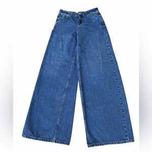Zara wide leg denim medium wash size 4 white tag